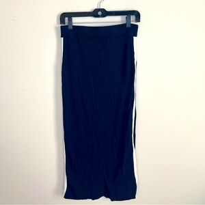Zara knit black midi pencil skirt with white side stripes women’s size medium